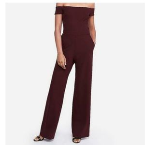 COPY - EXPRESS | Burgundy Off the Shoulder Jumpsuit Large